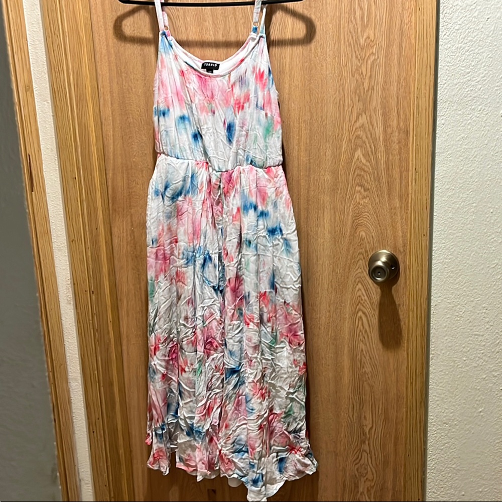 Torrid Tie-Dye Midi Dress - Pink, Blue, White